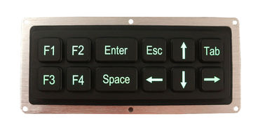 black 12 keys silicone industrial keypad with green backit USB interface