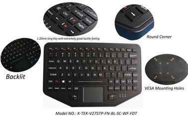 Drahtlose Bluetooth industrielle Tastatur IP65 robuste ABS mit der Berührungsfläche hintergrundbeleuchtet