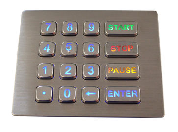 16 Platten-Berg-Tastatur-von hinten beleuchtete kundengebundene Edelstahl-Tastatur der Schlüssel-IP67