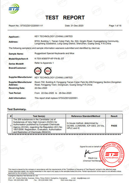 China Key Technology ( China ) Limited Zertifizierungen